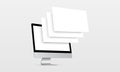 Modern computer monitor mockup with blank wireframing pages Royalty Free Stock Photo